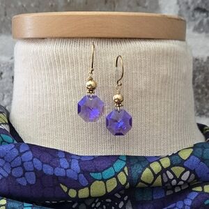 Elegant Purple and Gold Drop Earrings